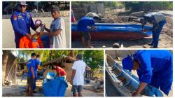 Bantu Perbaiki Perahu Nelayan Watumbaka, Cara Polairud Rayakan HUT ke-74