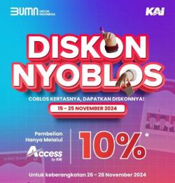 Promo Menarik! Potongan 10% Tiket KA di Access by KAI untuk Pembelian 15-25 November 2024