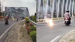 Jalan Aspal di Jembatan Kaliketek Bojonegoro Terbakar, Ini Penyebabnya