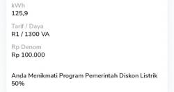 Diskon 50% Terbukti, Beli Token Daya 1.300 VA Rp100 Ribu Kini Dapat 125,9 KWH