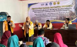 Perkuat Identitas Bangsa, Mahasiswa MPBSI Unsur Gelar Penyuluhan Bahasa-Sastra di Desa Wangunjaya