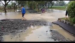 Aspal Jalur Dua Pemda Pringsewu Rusak Parah Akibat Banjir