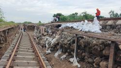 Ngeri! Gogosan 100 Meter akibat Banjir, Jalur KA Gubug-Karangjati Rusak Parah