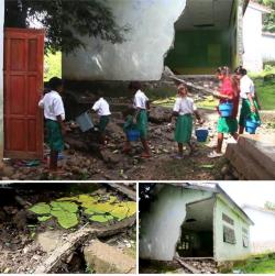 Diterjang Hujan Deras, Tembok SDN Saburaka Desa Aitoun Belu Ambruk