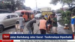 (VIDEO) Jalan Berlubang Dijalur Selatan Garut Mulai Diperbaiki, Pengendara Diimbau Hati - hati