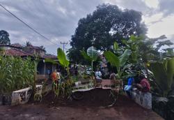 Protes Jalan Rusak Selama  25 Tahun  Warga Desa Lewopao  Flotim Tanam Pisang  dan Bakar Ban di Jalan