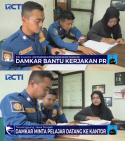 Kisah Unik Petugas Damkar Temanggung Bantu Pelajar Kerjakan Tugas Sekolah