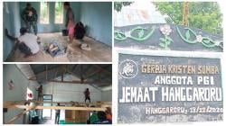 Satgas TMMD Kodim 1601/Sumba Timur dan Warga Bersinergi Rehab Gedung Ibadah GKS Hanggaroru Desa Kali