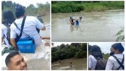 Video Viral Nakes dan Warga Mondulambi Nekat Terobos Sungai Berarus Deras dengan Rakit Styrofoam!