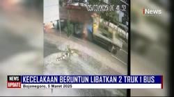 Video - Detik-Detik Kecelakaan Beruntun Libatkan 2 Truk dan 1 Bus di Bojonegoro