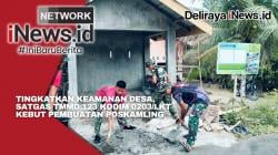 Tingkatkan Keamanan Desa, Satgas TMMD 123 Kodim 0203/Lkt Kebut Pembuatan Poskamling