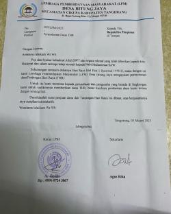 Viral Surat Edaran Ormas Tagih THR kepada Pengusaha di Cikupa