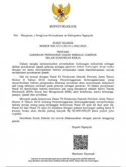 Penahanan Ijazah Pekerja Resmi Dilarang di Nganjuk, Ini Sanksinya