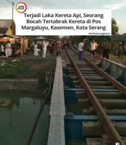 Bocah 9 Tahun Tewas Tertabrak Kereta di Kasemen Kota Serang, Korban Terpental ke Sungai Cibanten