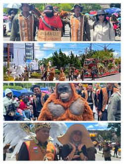 Dishut Kalteng Ramaikan Karnaval Festival Budaya Isen Mulang 2025, Angkat Isu Lingkungan Lewat Kostu