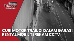 Pencuri Motor Trail di Dalam Garasi Rental Mobil Terekam CCTV