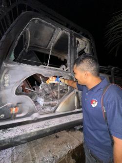 Excavator Terbakar di Kebun Pase Damai, Polisi Selidiki Penyebabnya