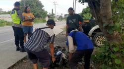 Gagal Menyalib, Pengendara Sepeda motor Tabrak Truk Kritis