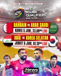 Jadwal Siaran Langsung Timnas Bahrain vs Arab Saudi di Kualifikasi Piala Dunia 2026, Live iNews!
