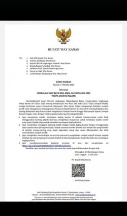 Pemkab Way Kanan Keluarkan Surat Edaran, Idul Adha Tanpa Sampah Plastik: Pakai Daun atau Anyaman