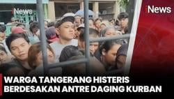 Antrean Daging Kurban Ricuh di Cibodas Tangerang, Warga Berdesakan hingga Histeris