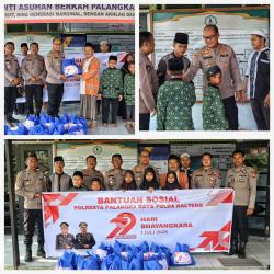 Polresta Palangka Raya Salurkan 50 Paket Bansos ke Panti Asuhan Berkah Sambut Hari Bhayangkara ke-79