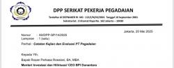 SP Pegadaian Kirim Catatan Evaluasi dan Kajian Perbaikan Kinerja PT Pegadaian ke Danantara