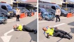 Viral, Polantas yang Pungli Pengendara Rp100 Ribu Dihukum Guling-Guling di Aspal