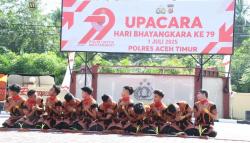 Tarian Saman Khas Aceh Meriahkan Hari Bhayangkara Ke-79 di Aceh Timur