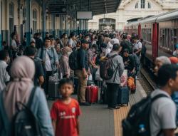 Akhir Libur Sekolah, Ribuan Penumpang Padati Stasiun KA Bojonegoro