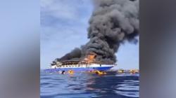 Asap Tebal Membumbung Tinggi, KM Barcelona V Terbakar di Laut Talise