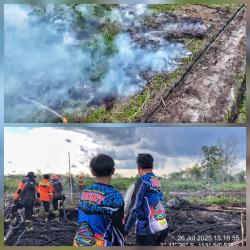 Petugas Gabungan Berhasil Padamkan Kebakaran Lahan di Kelurahan Bukit Tunggal Palangka Raya