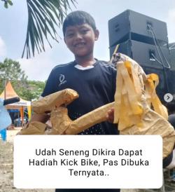 Viral Bocah Kena Prank Panitia Lomba, Dikira Dapat Hadiah Kick Bike Ternyata Kardus!