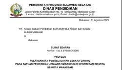 Disdik Sulsel Keluarkan Edaran Pembelajaran Daring, Imbau Siswa Tidak Ikut Demo
