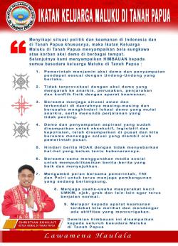 Ketua Umum IKEMAL Imbau Warga Maluku di Tanah Papua Jaga Kondusifitas dan Hindari Provokasi