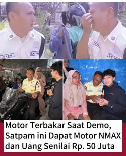 Satpam DPRD Ini Kehilangan Motor Akibat Kerusuhan,  Dapat Bantuan Motor NMAX dan Rp50 Juta