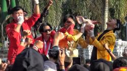 Demo di DPRD Kalteng, MahasiswaTunjukkan Kepala Babi sebagai Simbol Kritik Keras