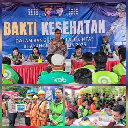 Ditlantas Polda Kalteng Gelar Bakti Sosial dan Kesehatan untuk Driver Ojol dan Petugas Kebersihan