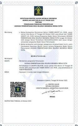 APDESI Merah Putih Resmi Berbadan Hukum: Siap Jadi Garda Depan Pembangunan Desa