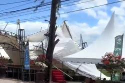 Tenda Arena MTQ Aceh ke-37 di Lapangan Kota Meureudu Roboh Diterjang Angin Kencang