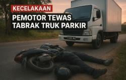 Pemotor Tewas Seketika Tabrak Truk Parkir di Arjawinangun Cirebon