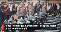 Polres Purbalingga Kembalikan 18 Motor Curian ke Pemiliknya, Dua Pelaku Ditangkap
