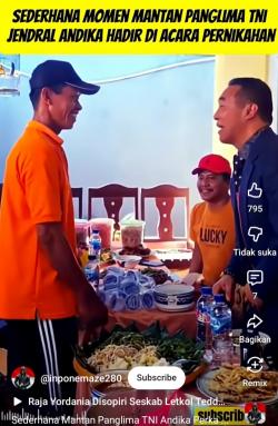 Jenderal Andika Perkasa Bareng Istri ke Kondangan Warga, Santai Ngobrol dengan Tamu Berkaus