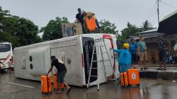 Kronologi Lengkap Kecelakaan Bus Rombongan Umrah Asal Polman Terbalik di Pangkep