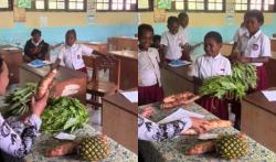 Viral Potret Haru Guru saat Ulang Tahun Dihadiahi Nanas, Daun Singkong hingga Ubi dari Murid Sekelas