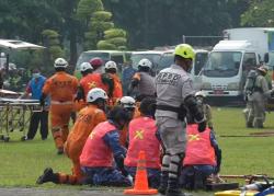 Gempa Besar Guncang Jombang, Bangunan Runtuh, Warga Panik Berhamburan Dalam Simulasi Bencana