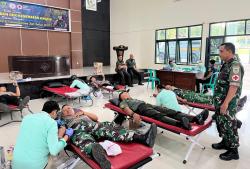 TNI Gelar Baksos Donor Darah, Perkuat Stok Darah PMI Kuningan