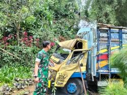 Rem Blong Maut! Truk Kuning Hantam Jurang di Jalur Hanjawar–Pacet, Sopir Luka Parah