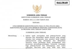 Gubernur Jateng Keluarkan SK tentang UMK 35 Kabupaten Kota 2026, Berapa UMK Grobogan ?