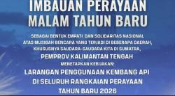 Larangan Pesta Kembang Api di Kalteng Saat Perayaan Malam Tahun Baru 2026
